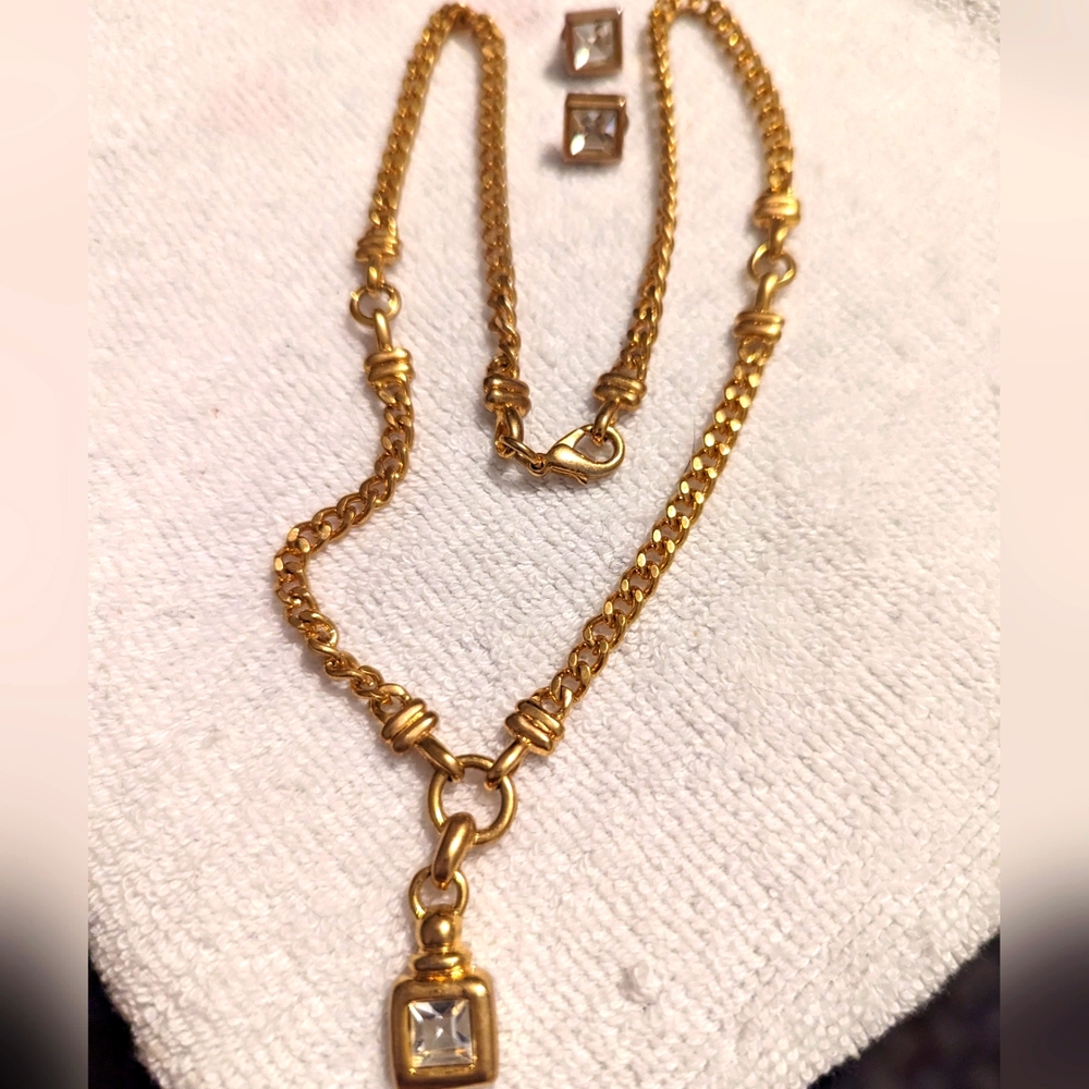 Givenchy Vintage Paris Crystal Statement Necklace and Earrings set